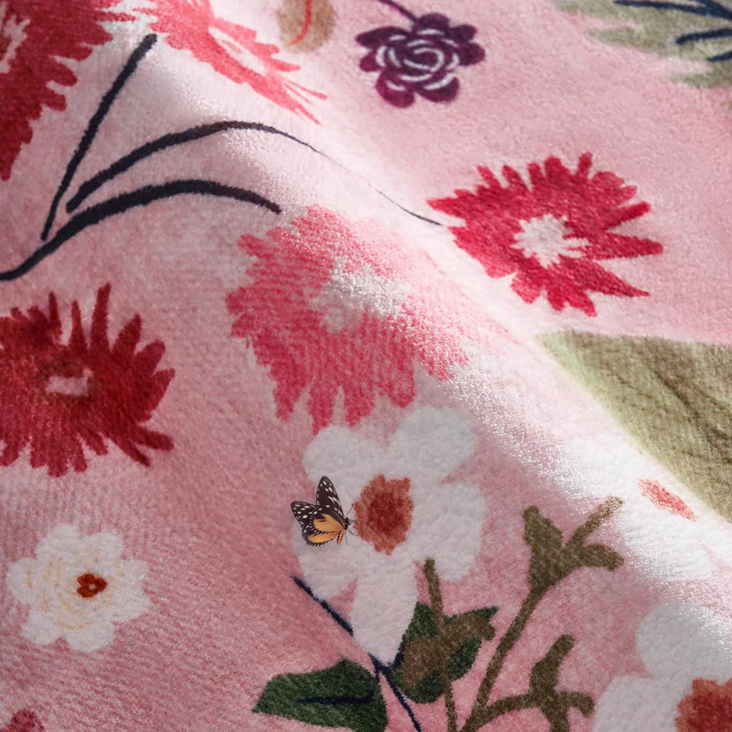 5x8 Area Rug for Nursery Girl Pink Floral Boho Cute Washable Soft Low Pile Non Slip Rugs Vintage Sound Absorbing Stain Resistant Big Carpet Rug for Bedroom Playroom Spring Living Room Dining Room