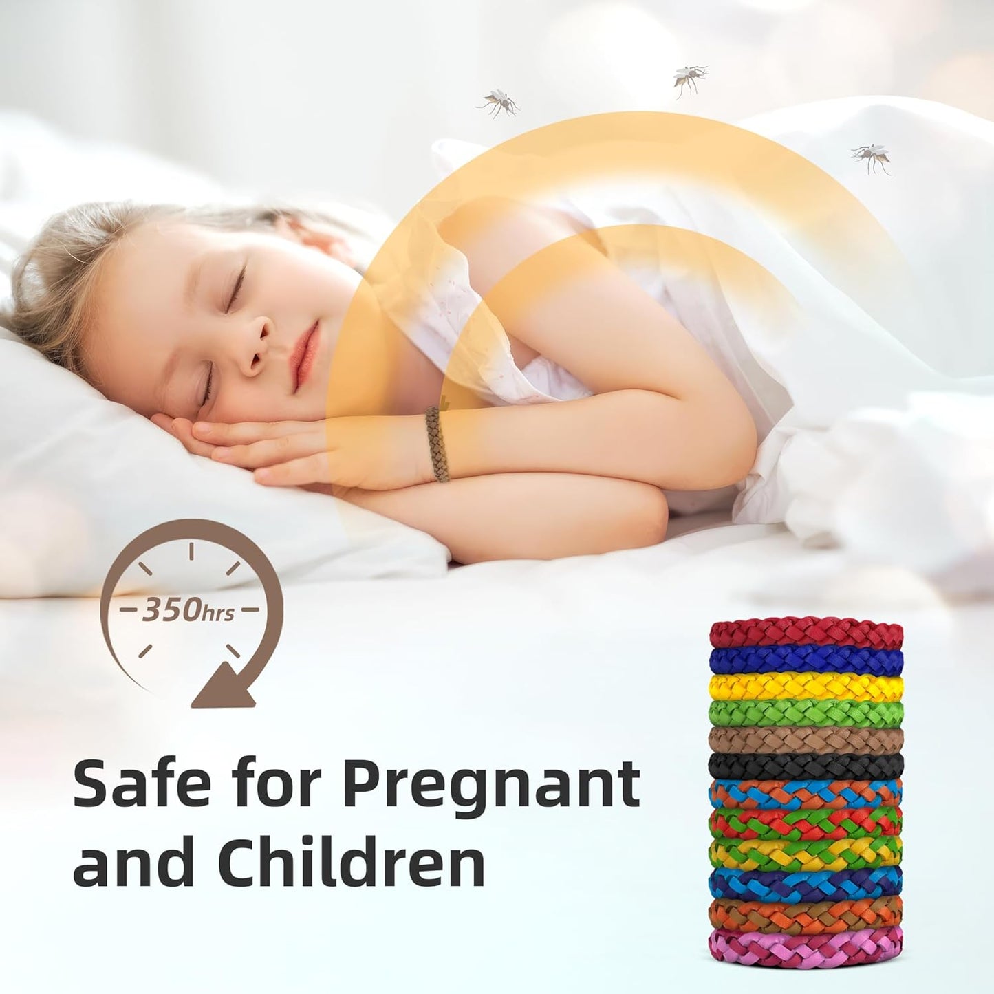 Mosquito Repellent Bracelets, DEET-Free, Individually Wrapped PU Leather Insect & Bug Repellent Wrist Bands (Pack of 24)