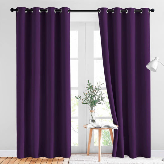 NICETOWN Blackout Curtains Drapery Panels - Window Treatment Royal Purple Blackout Curtains/Panels for Bedroom/Living Room Window, 84 inches Long, 2 Panel Set