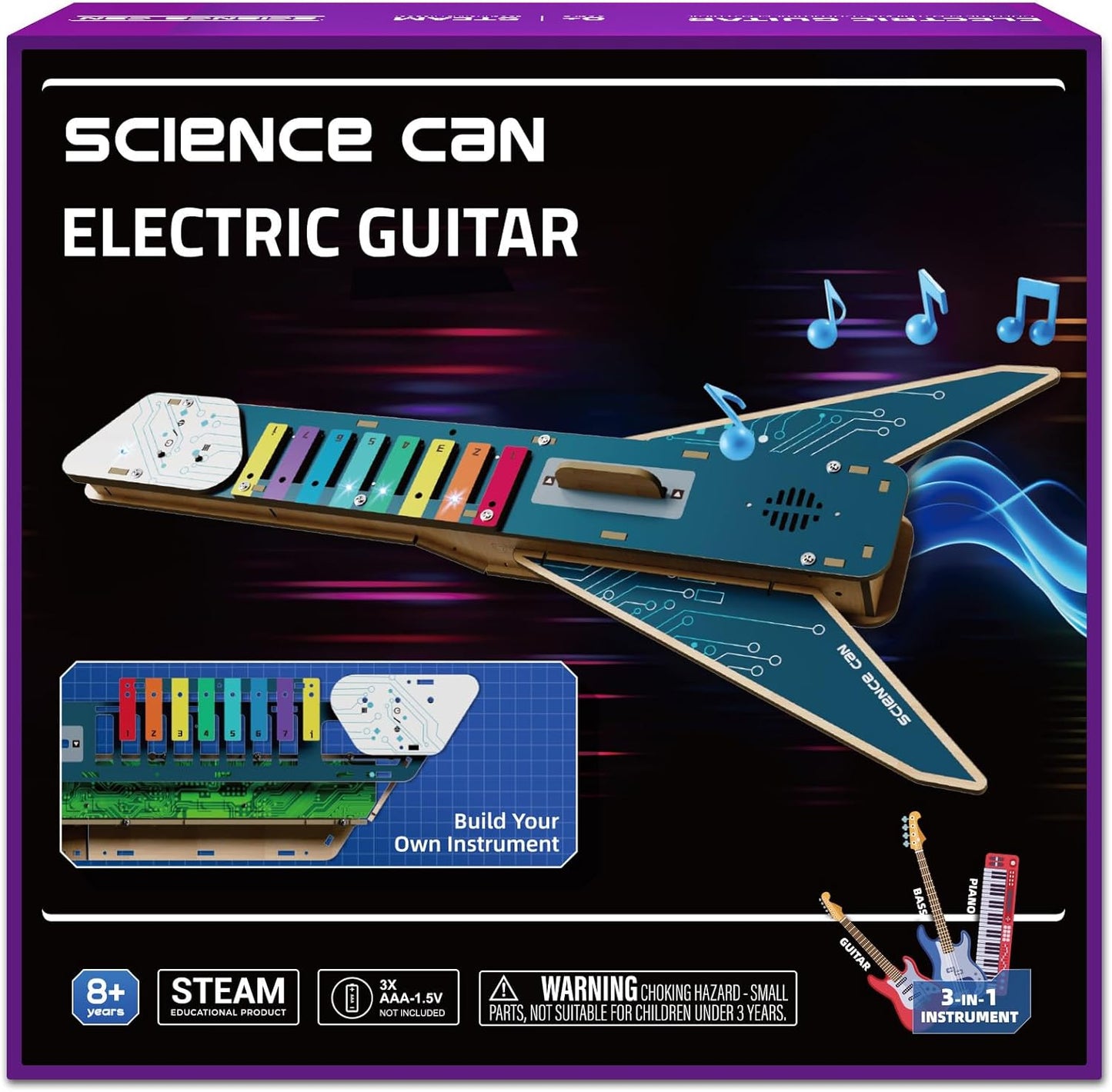 Science Can Science Kit for Kids Age 8-12, DIY Electronics Guitar Stem Kits, 3D Wooden Puzzles Building Own Musical Instruments, Great Gifts Stem Toys for Ages 8-13 Boys & Girls