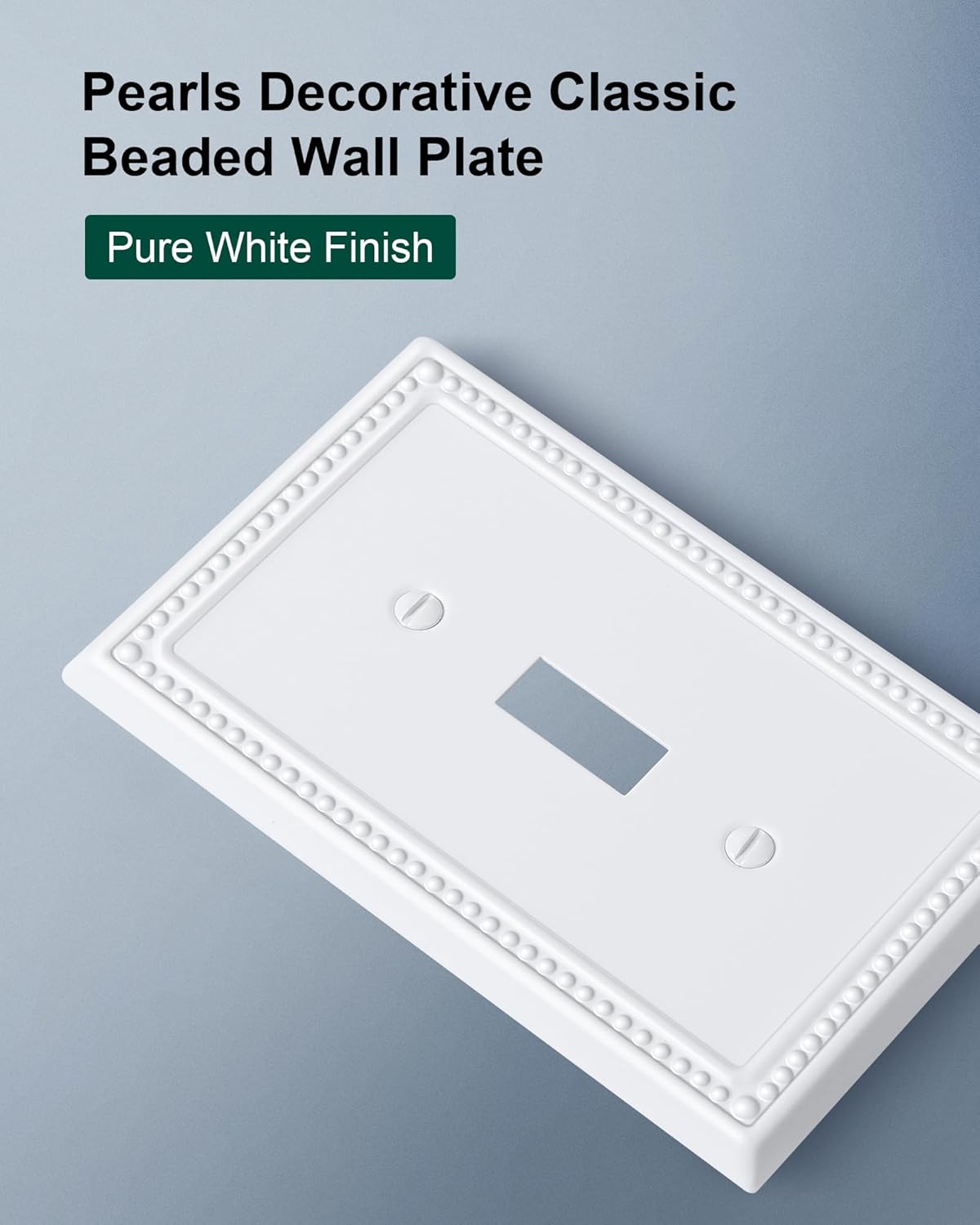 6-Pack Single Toggle Light Switch Cover Plate, Pearls Decorative Switch Plate Covers, Pure White 1 Gang Metal Wall Plate, Corrosion Resistant