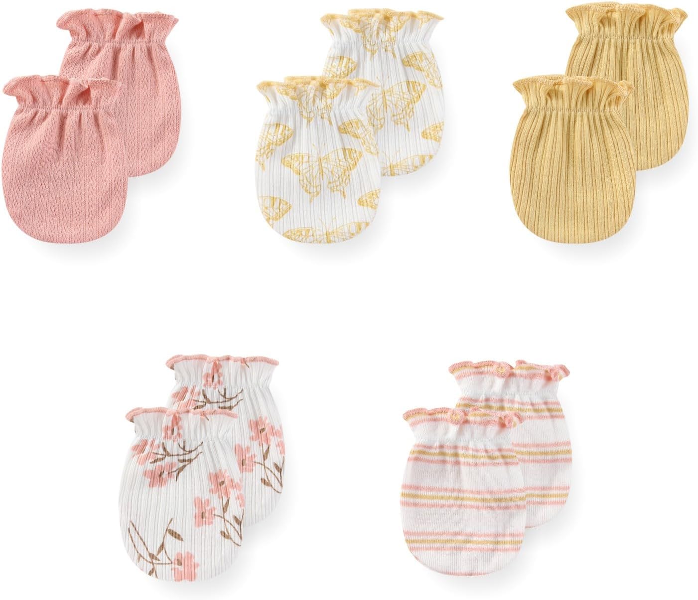 5 Pack Unisex New Born Boy Girls No Scratch Mittens Cotton Soft Baby Gloves Accessory 0-3 Months Infant Essentials