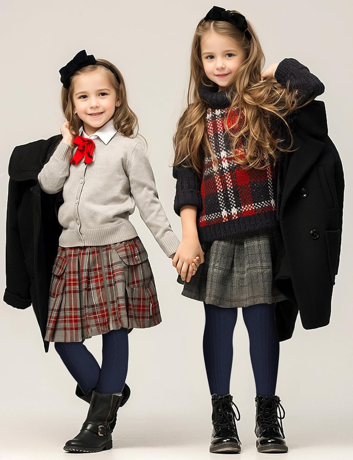 Baby Girls Tights Cable Knit Toddler Leggings Winter Solid Cotton Tights School Stockings 2 Pack 2T-12 Years