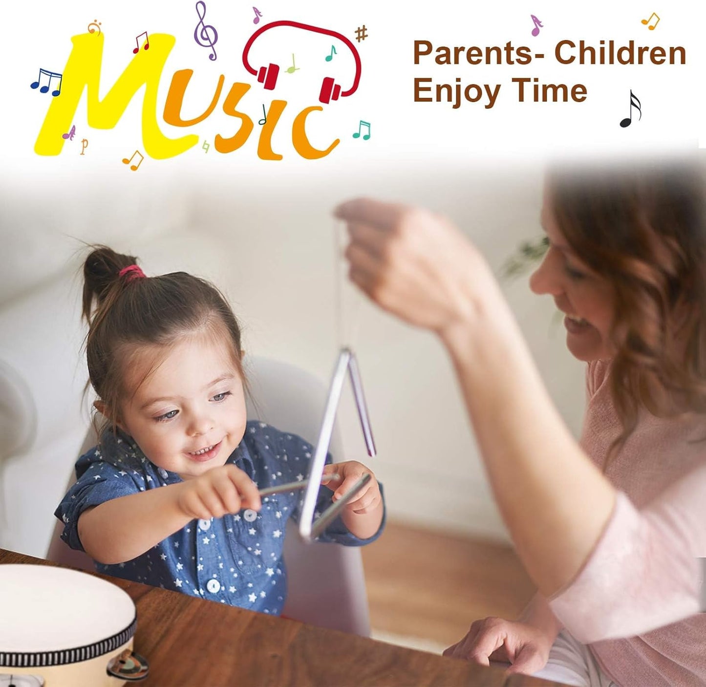 LOOIKOOS Toddler Musical Instruments Montessori Natural Wooden Percussion Instruments for Kids Preschool Educational Musical Toys Set for Boys and Girls with Storage Bag