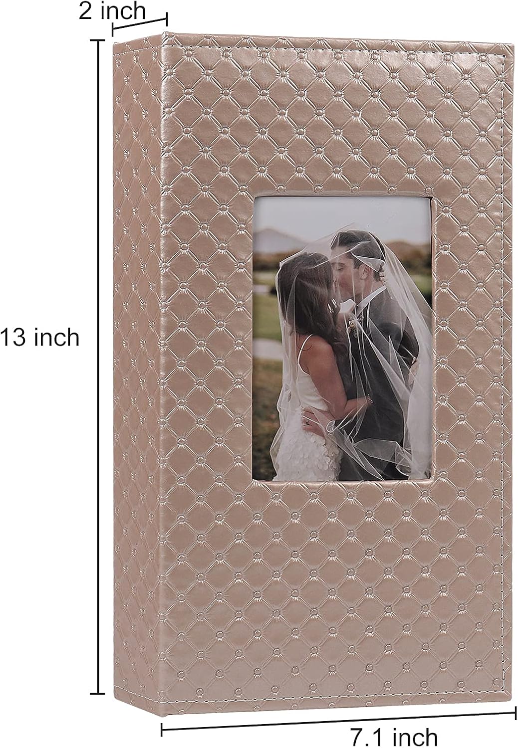 RECUTMS Leather Photo Album 4x6 Can Hold 300 Family Wedding Anniversary Baby Holiday Photos Black Inner Page Picture Album Couple Photo Collection Book Family Growth Commemorative Book（Pink）