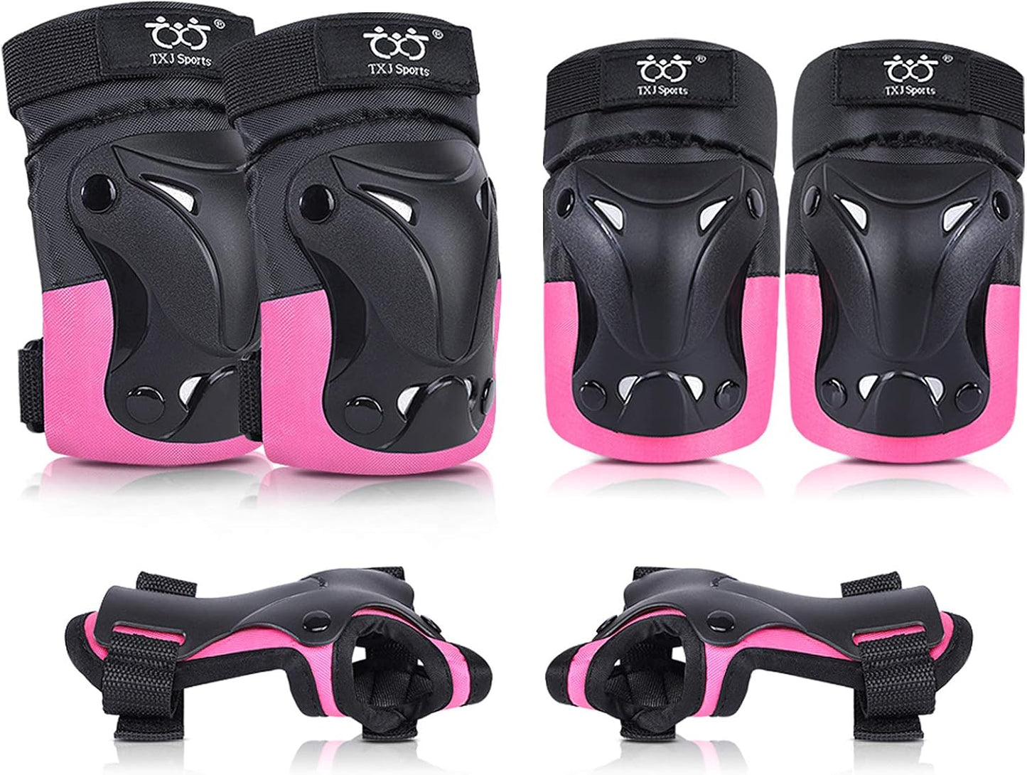 TXJ Sports Knee Pads Elbow Pads with Wrist Guards Protective Gear Set for Kids Youth Skateboard Sports Skateboarding Roller Skating Bicycling 6 in 1