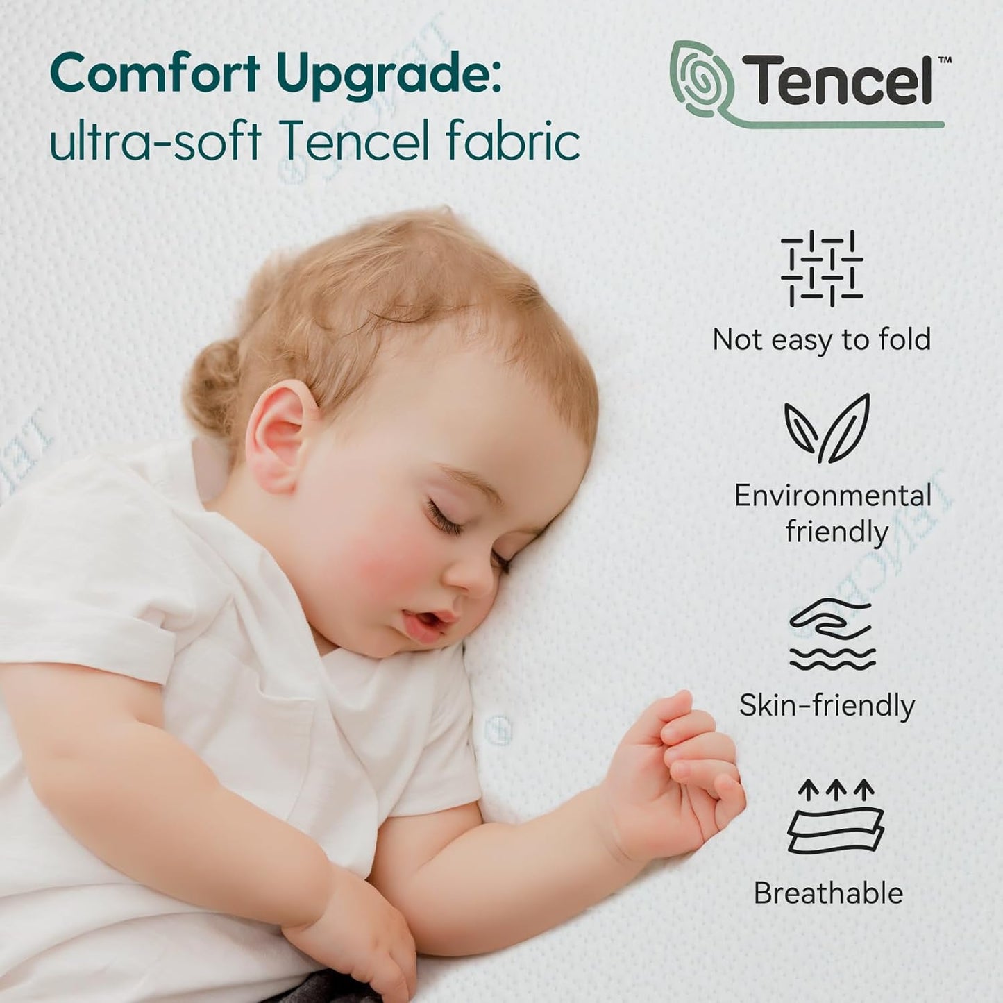 BABELIO Toddler Mattress for Crib Memory Foam 2 Stage Standard Size, with Removable Waterproof Cover Blue and White