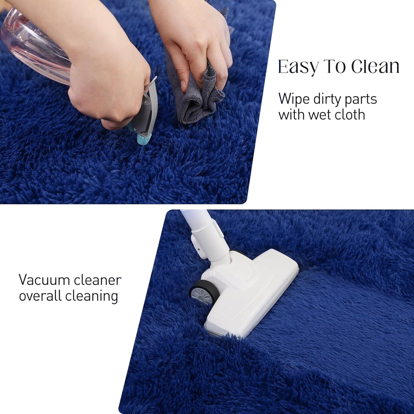 Soft 9x12 Blue Rug, Fluffy Area Rugs for Living Room, Plush Navy Area Rugs for Bedroom, Non-Slip Indoor Carpet for Nursery, Study Room, Kids Room, Room Decor