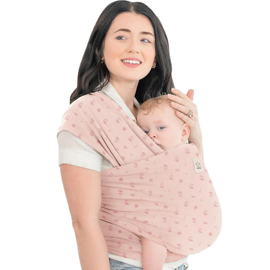 KeaBabies Baby Wrap Carrier - All in 1 Original Baby Carrier Newborn to Toddler Sling, Easy to Wear, Hands Free Bonding, Lightweight, Breathable Infant Wraps (Pink Daisies)