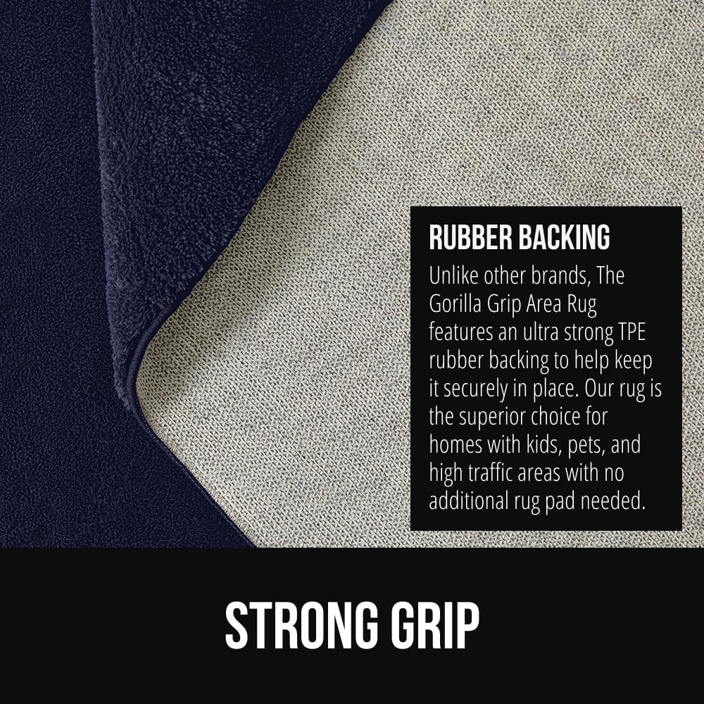 GORILLA GRIP Ultra Soft Washable Area Rug, Stain and Slip Resistant Plush Thick Carpet for Bedroom Living Room, No Shed Floor Rugs, Pet Friendly, Dorm Essentials, Kids Nursery Home Decor 4x6 Navy Blue