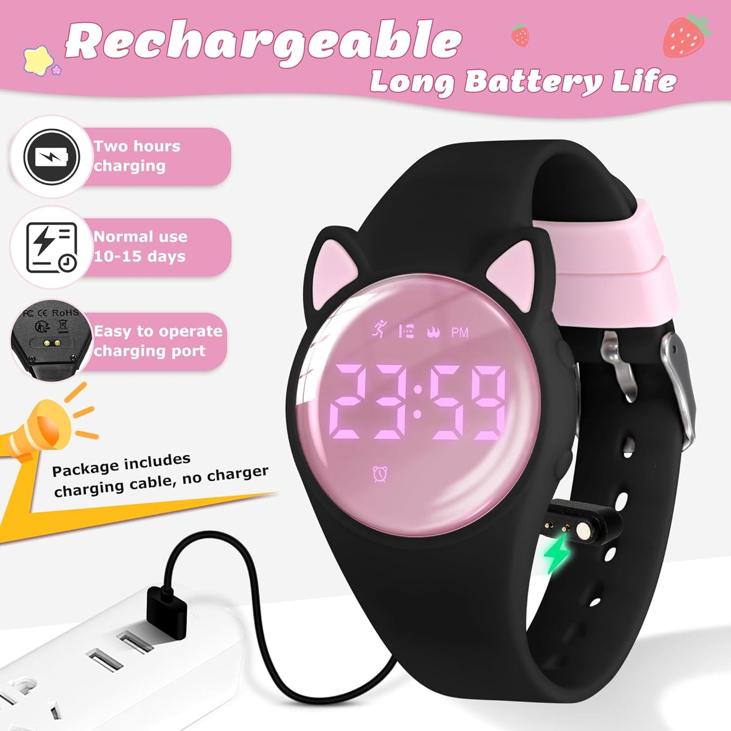 Kids Watches for Girls Boys Digital Sport Watch with Step Counter Pedometer Vibration Alarm Clock, No App Waterproof Fitness Tracker Kids Watch Boys Girls Teens Students Ages 5-16