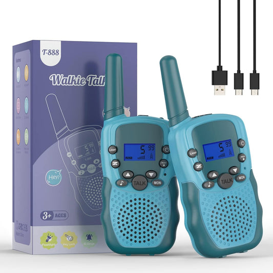 Selieve Walkie Talkies for Kids, Rechargeable Kids Toy for 3 4 5 6 7 8 Year Old Boys Girls, Walkie Talkies Long Range with 22 Channels for Outdoor Adventures, Camping, Hiking Navy Blue