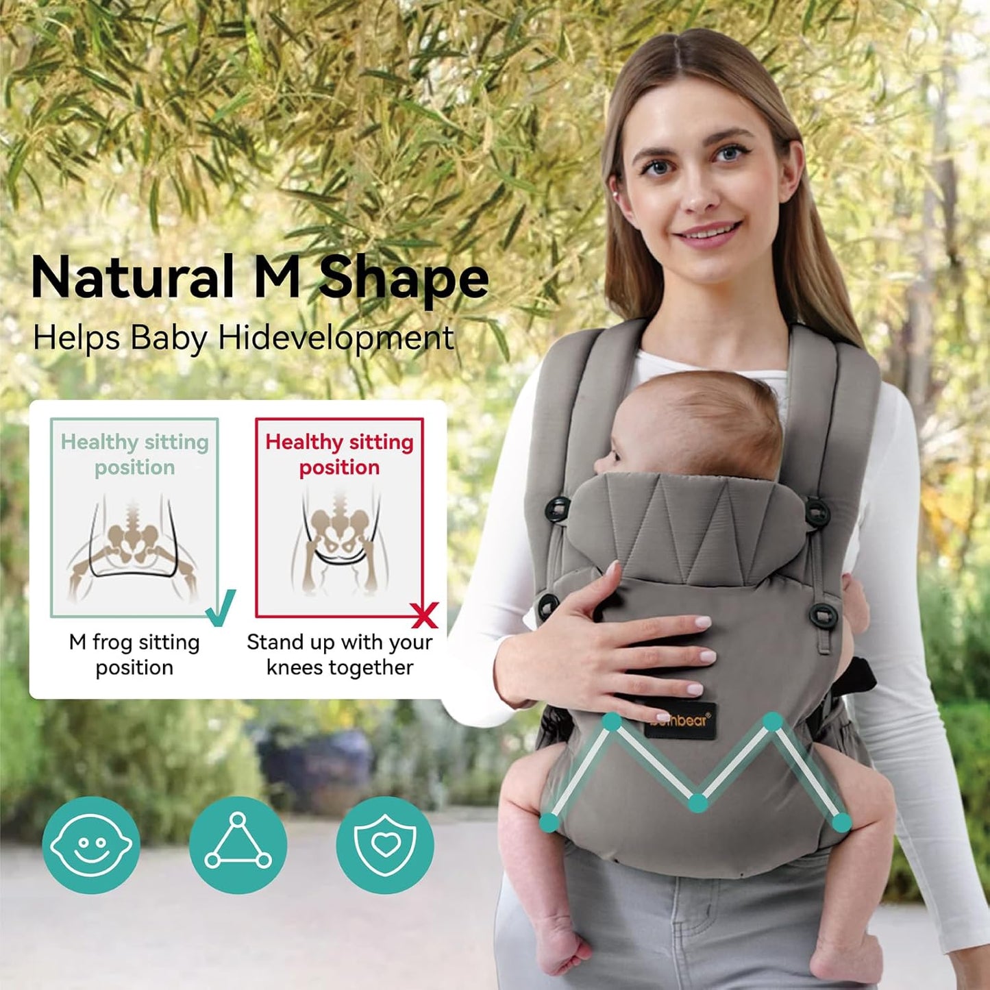 Baby Carrier Newborn to Toddler 7-45 lbs with Natural Material, Ergonomic Design,Versatile and Adjustable,Hands Free for Moms&Dads,Gray