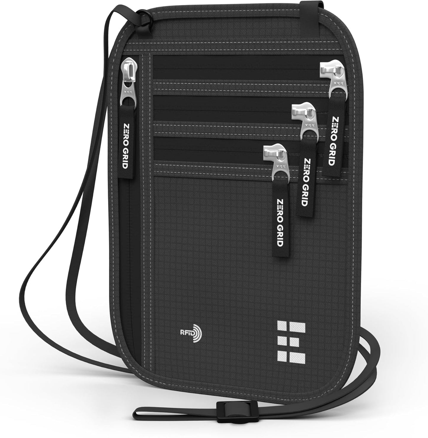 Neck Wallet for Travel & Passport Holder with RFID Blocking - Slim & Easy to Conceal Nylon Travel Pouch for men & women - Holds Phone, Cash, Cards, Keys - Sweat & Water Resistant - X-Large - Black