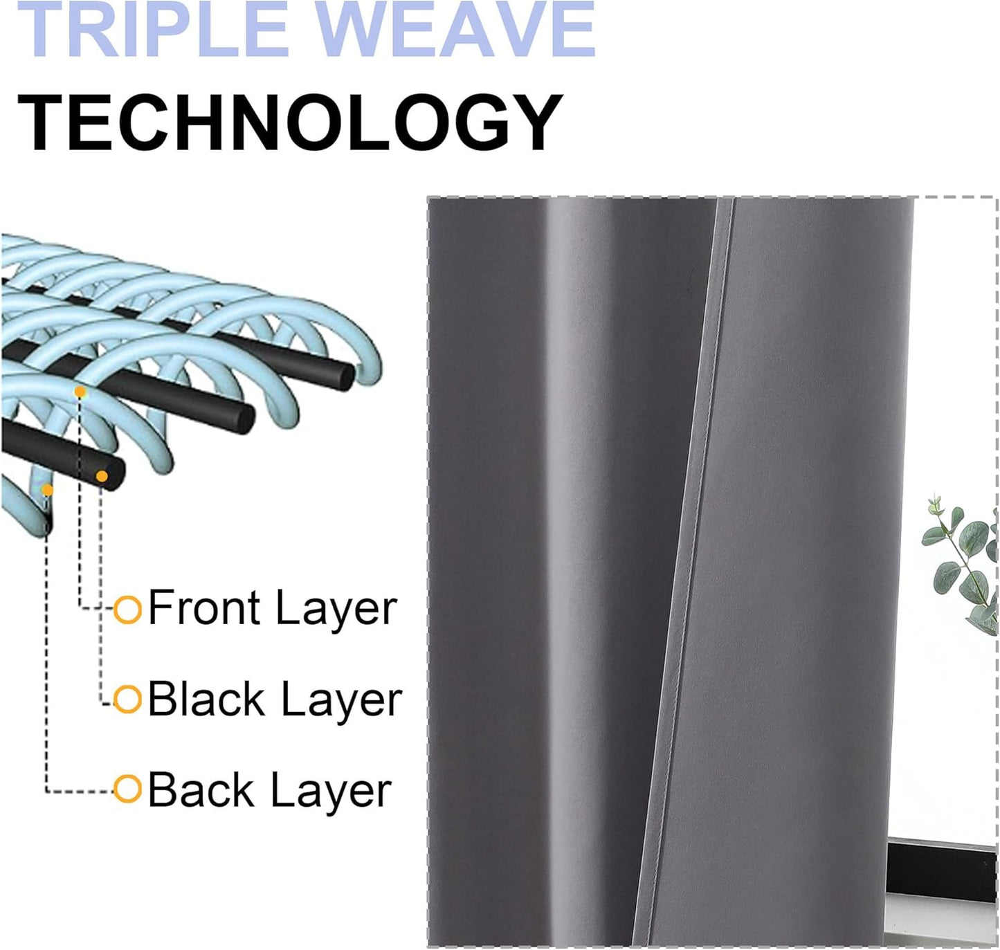 Simplebrand Ava Light Grey Short Blackout Curtains for Bedroom 54 Inches Long 2 Panels Set, Solid Thermal Insulated, Energy Saving Window Treatment Curtains Blackout Drapes, W40 x L54 Inch, Light Grey