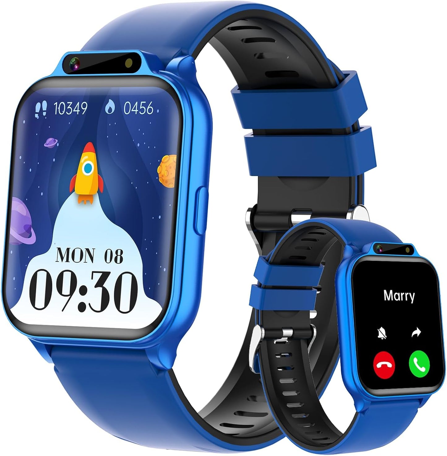 Smart Watch for Kids, 1.85" Fitness Tracker with Heart Rate, Sleep Monitor, IP68 Waterproof Smartwatches with Video Music, Pedometer, Game, NO APP/Phone, Gift for Boys Girls. (Classic, Blue)