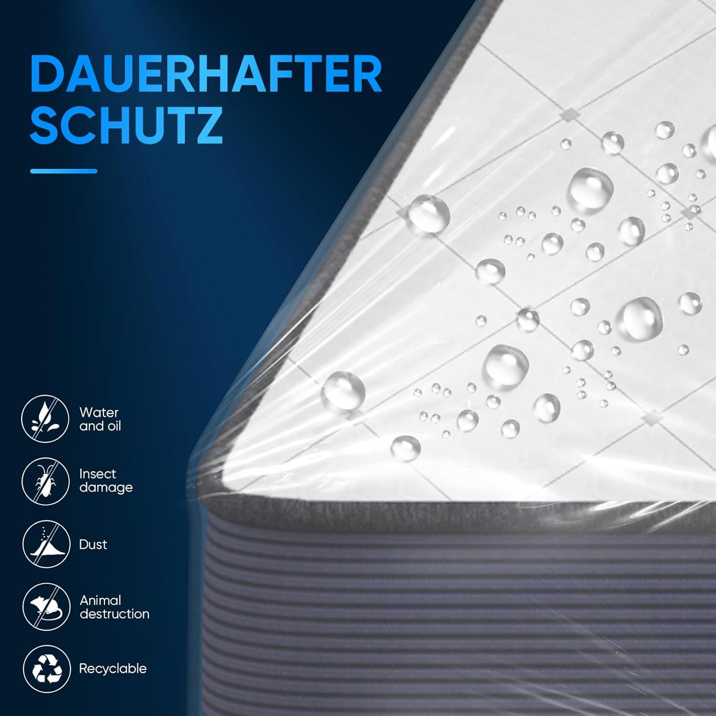 ZCHENBS® – Mattress Bags for Moving and Storage,Mattress Bag with Zippers,5 Mil Ultra-Thick Bed Bag,Waterproof,Anti-Tear,Heavy-Duty Mattress bag (Transaparent/Blue, King/California King-(2 Pack）)