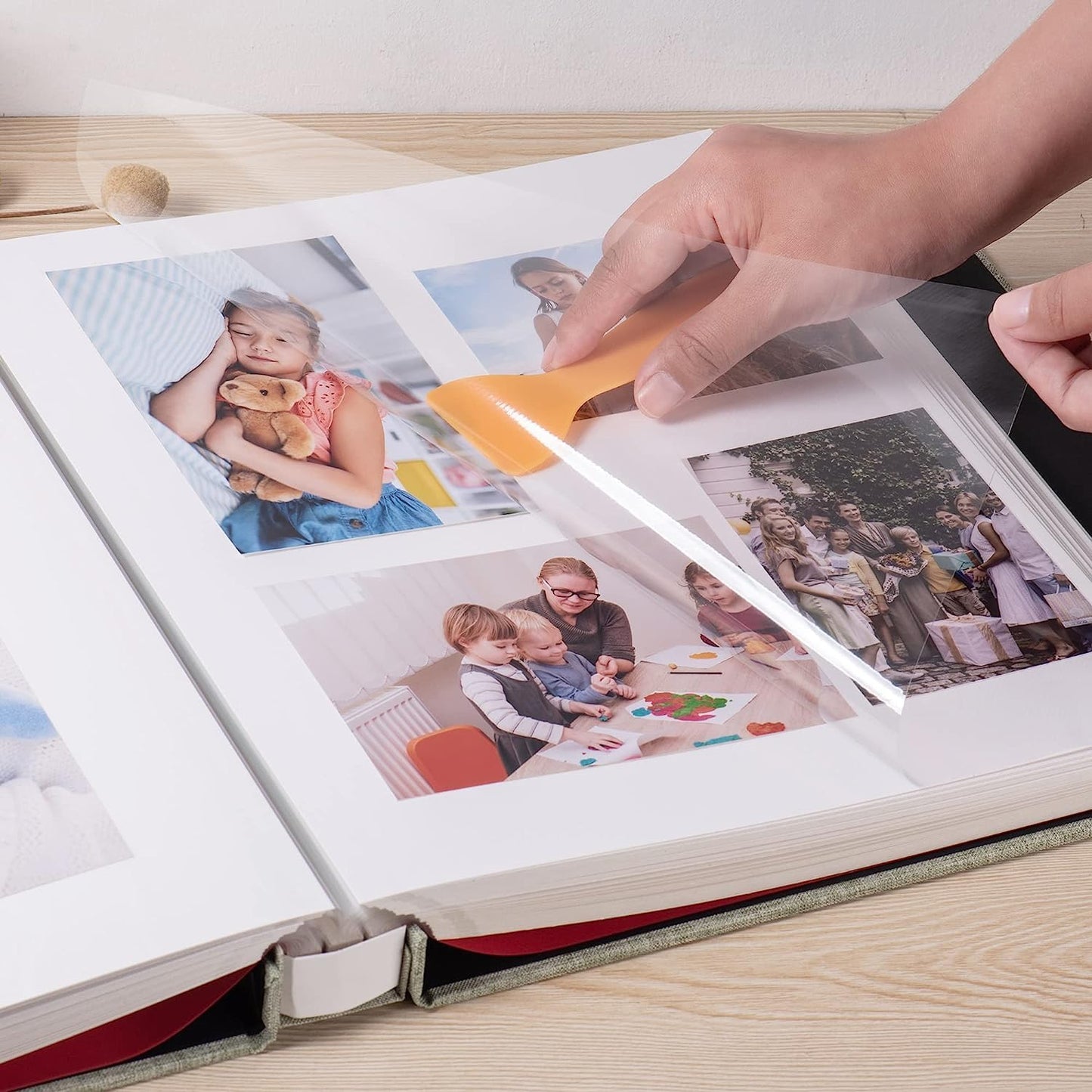 Large Photo Album Self Adhesive 4x6 8x10 10x12 Scrapbook Magnetic Album DIY Scrapbook Length 13 x Width 12.8 (Inches) 120 Sticky Pages Linen Cover DIY Photo Album(Grass green)