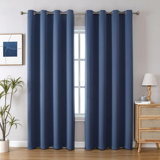 ChrisDowa Grommet Blackout Curtains for Bedroom and Living Room - 2 Panels Set Thermal Insulated Room Darkening Curtains (Stone Blue, 52W x 72L)
