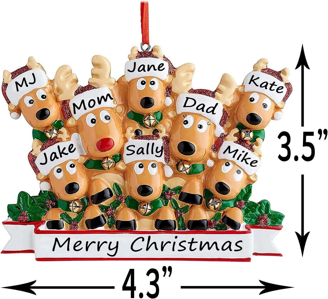 Personalized Christmas Ornaments 2025 Family of 2/3/4/5/6/7/8 Deer Christmas Ornaments Custom Name Customized Gifts for Xmas Tree,Family of 7