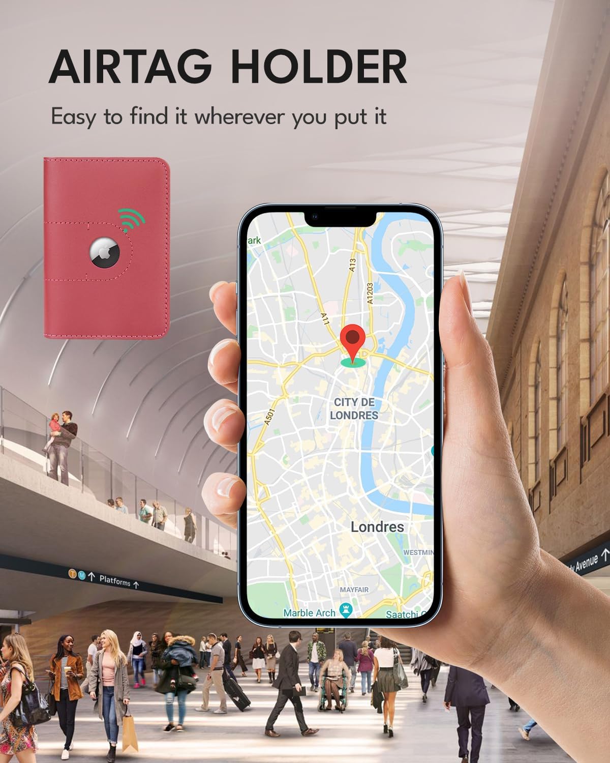 ALLIVE Genuine Leather Passport Holder with Airtag, Travel Must Haves Airport Essentials, Case Travel Gifts