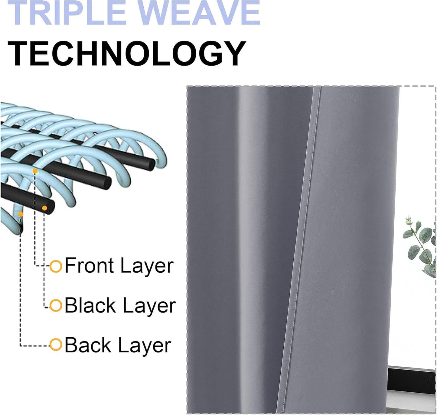 Simplebrand Ava Silver Grey Blackout Curtains for Bedroom, 72 Inch Length 2 Panels, Privacy Thermal Insulated Rod Pocket Window Curtains for Patio French Door, W40 x L72 Inch