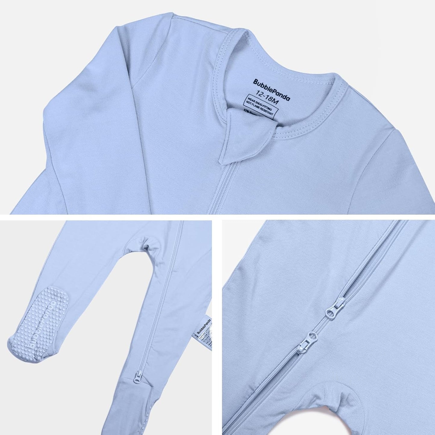 BubblePanda Rayon Made From Bamboo Baby Pajamas Baby Clothes for Boys Girls Unisex Zip-Front Non-Slip Onesie Sleeper