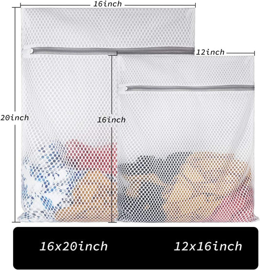 Extra Large Honeycomb Mesh Laundry Bag125gsm Net Fabric Durable and Reusable Delicate Wash Bag,Travel Organization Bag for Lingerie,Clothes,Jeans,Bath Towel,Sock (2Large, 3Medium)