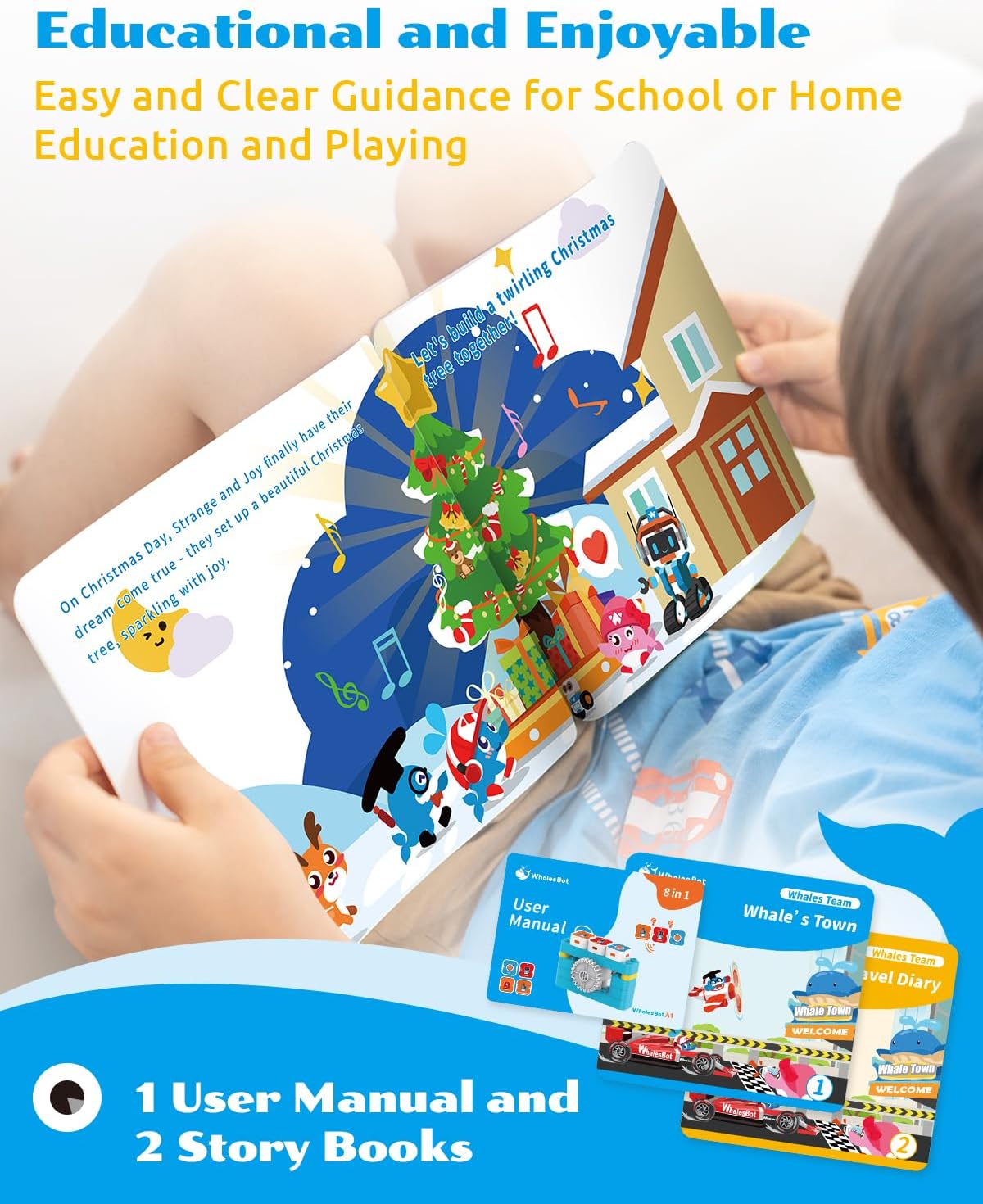 WhalesBot A1 Coding Toy for Kids, Building Block Robot, Fun STEM Toy with Magnetic Controller and Sensor Blocks, Screen-Free Coding with 3 Guide Books for Kids 3-6