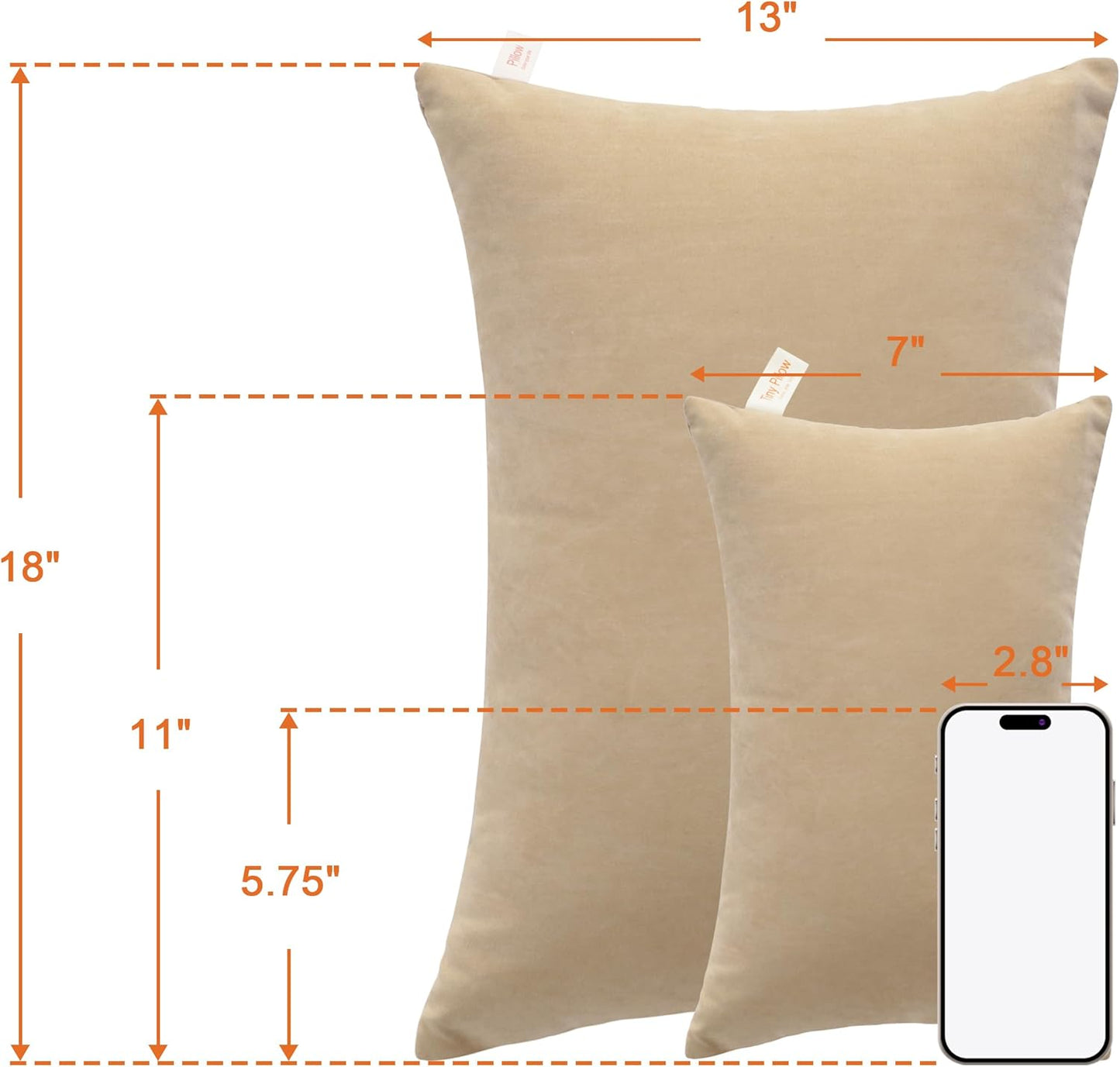 NTBAY Tiny Pillows, Down Alternative 7"x11" Microfiber Mini Pillow for Travel, Pets, Soft Machine Washable Small Pillows for Neck, Wrist, Lumbar and Knee, Light Taupe