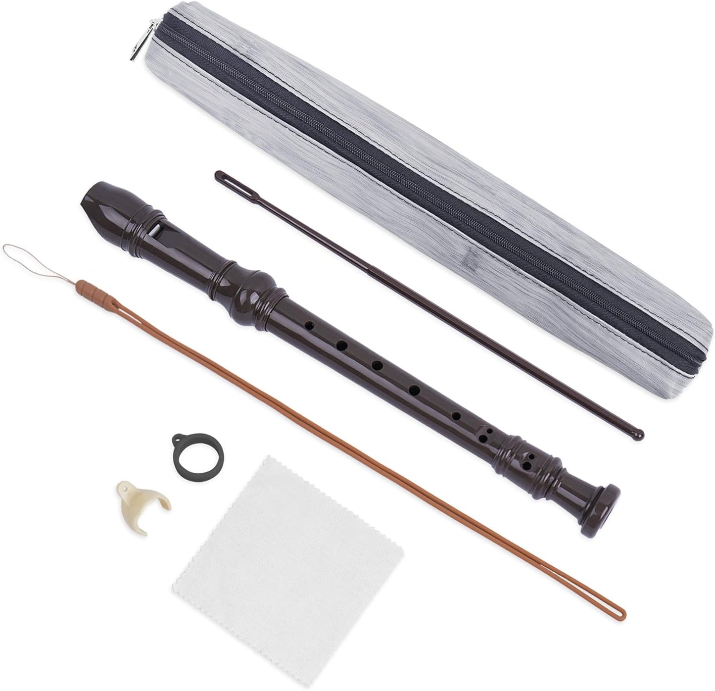 LIZIMANDU Recorder Instrument for Beginner Adults,8-Hole Soprano Descant Recorder Music Flute with Cleaning Rod & Case Bag For Home Entertainment(6-Wood Light Grey)