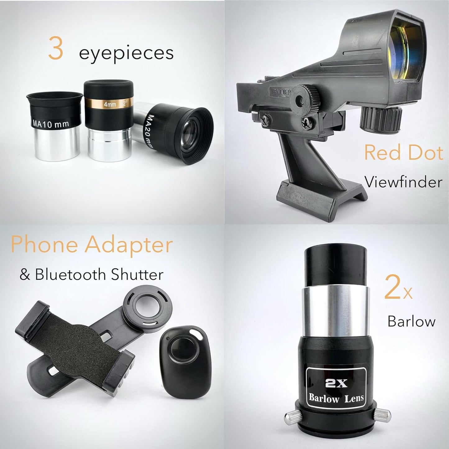 SpectrumOI TourStar Pro 90 AZ Telescope for Adults Astronomy Gifts Premium AZ Refractor Telescope 90mm 660mm Focal Lenght with Aspherical Eyepiece Phone Adapter