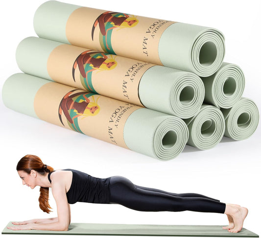 Timgle 6 Pack Yoga Mats Bulk Non Slip Exercise Yoga Mat Thick Anti Slip Tear Resistant Sports Gym for Fitness Stretching Home Workout and Studio