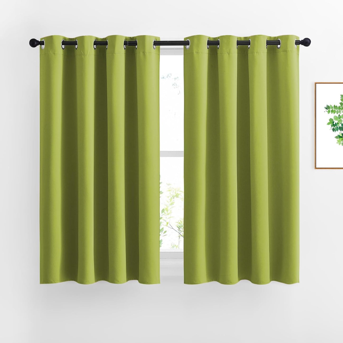 NICETOWN Fresh Green Draperies Curtain Panels - Thermal Insulated Solid Grommet Blackout Curtains/Panels/Drapes for Living Room(Fresh Green, 1 Pair, 46 by 54-Inch)