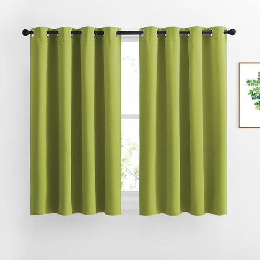 NICETOWN Fresh Green Draperies Curtain Panels - Thermal Insulated Solid Grommet Blackout Curtains/Panels/Drapes for Living Room(Fresh Green, 1 Pair, 46 by 54-Inch)
