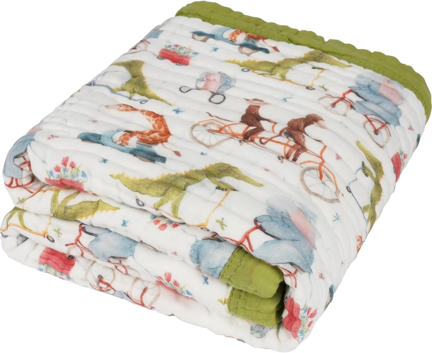 Organic Cotton Muslin Baby Blanket for Boys and Girls - Luxurious Soft Toddler Quilt for Swaddling - Gender Neutral Blankets Makes a Great Gator on The Go