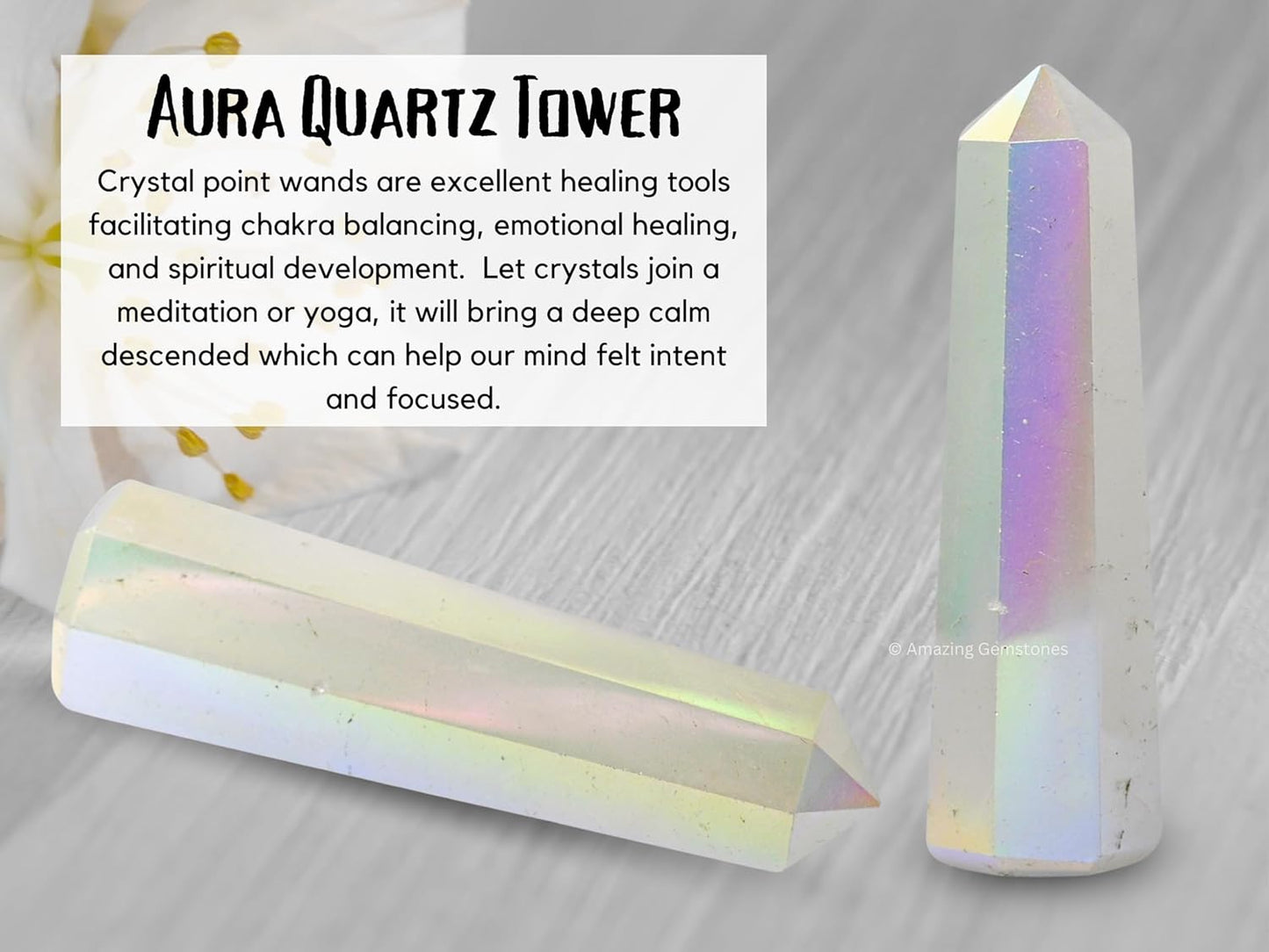 Amazing Gemstone Angel Aura Quartz Crystal Towers ~ Natural Healing Crystal Point Obelisk for Reiki Healing and Crystal Grid (2" to 3" Inch)