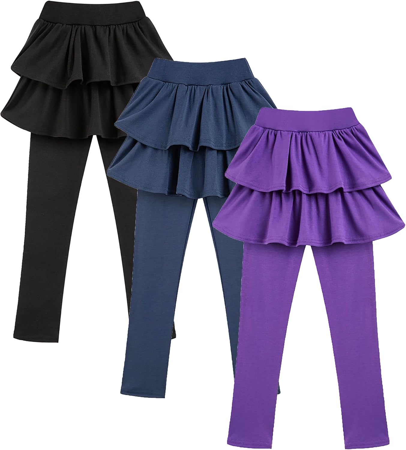 Girls School Uniform Pants Leggings with Skirts Stretch Warm Jegging 4-12 Years