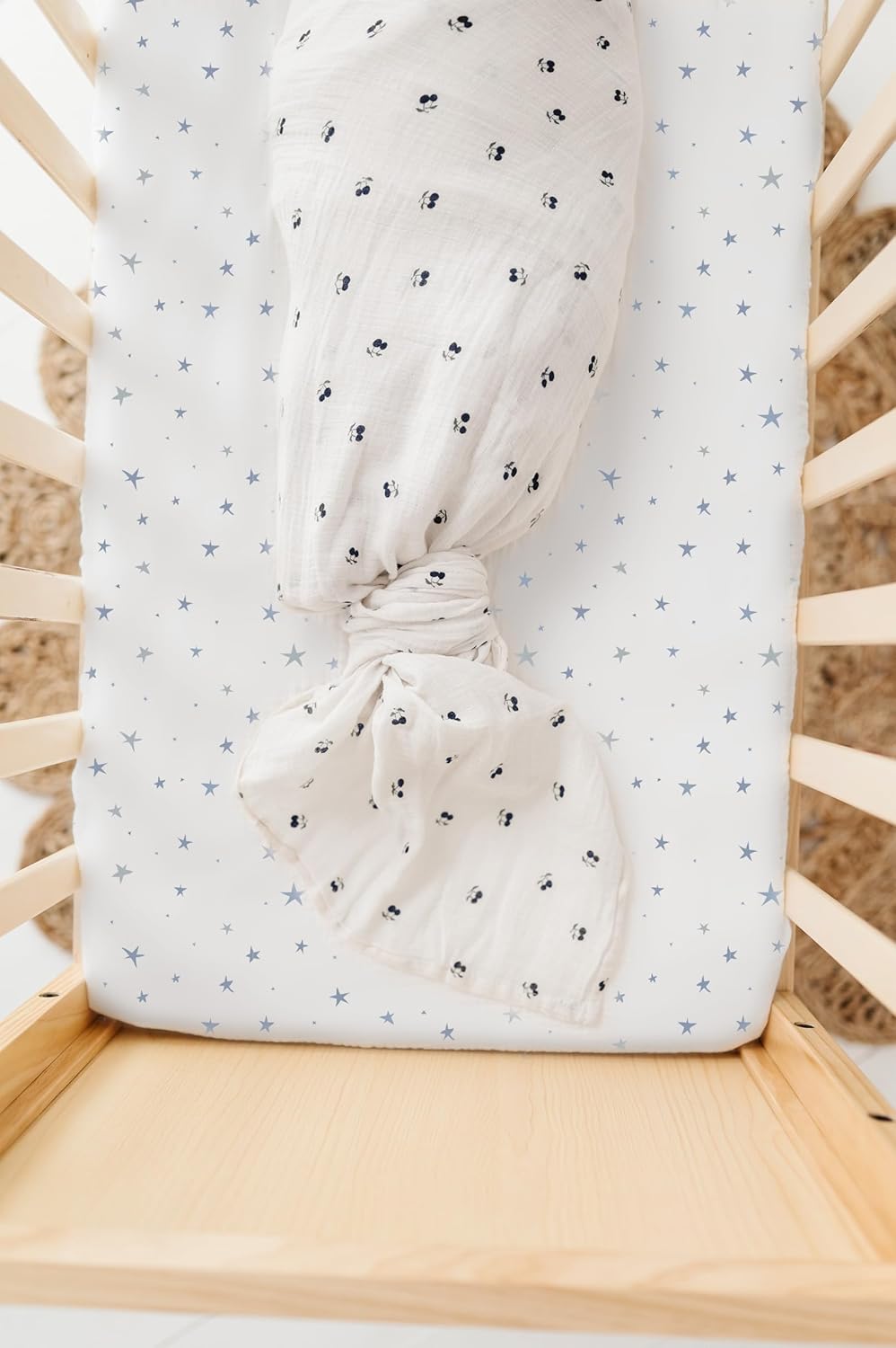 Changing Pad Cover 2 Pack - Baby Cradle Sheet with 100% Jersey Cotton - Changing Pad Covers for Boys, Newborn Essentials (Blue Stars & Stripes)