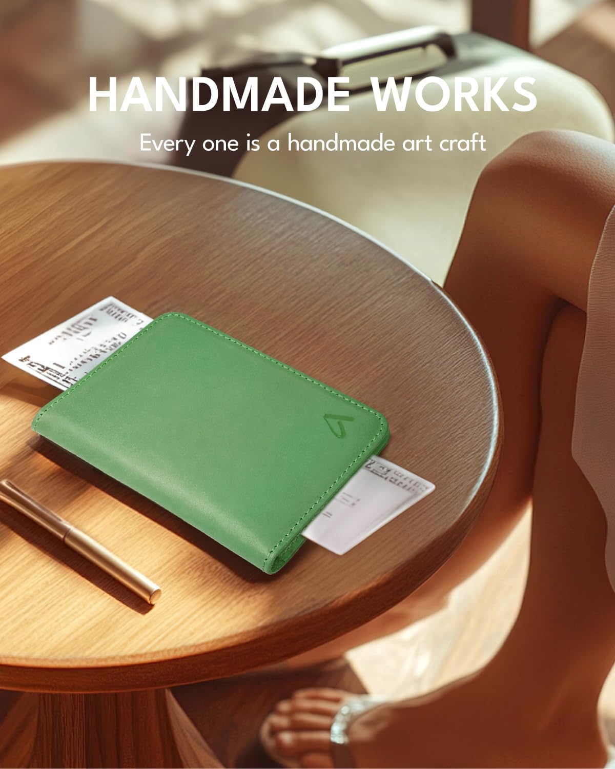 ALLIVE Passport Holder for Travel Women Men,Genuine Leather Passport Cover Wallet,Travel Must Haves Airport Essentials Travel Gifts Green