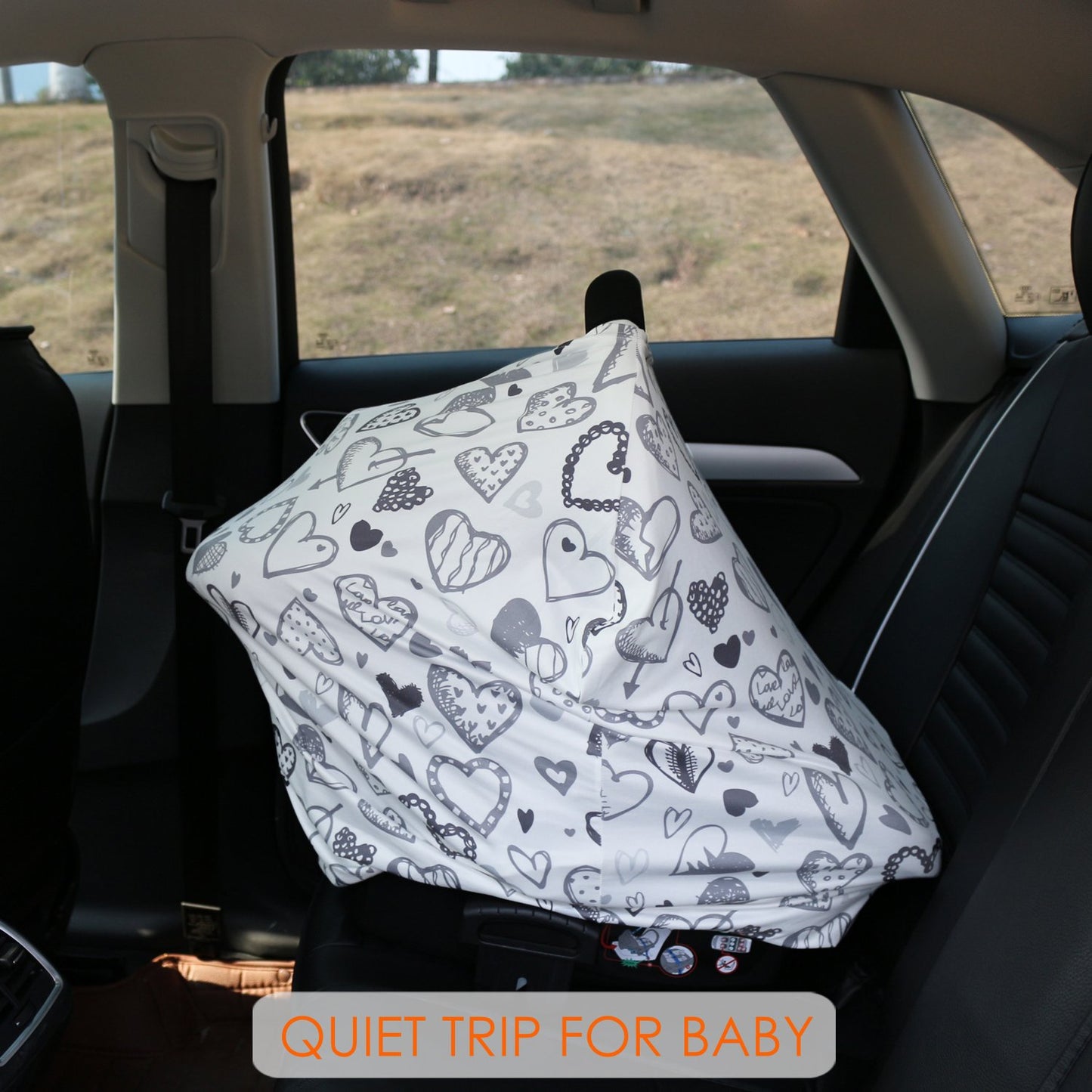 Baby Car Seat Covers, Carseat Canopy, Boys Girls Privacy Breastfeeding Cover (Grey Heart)
