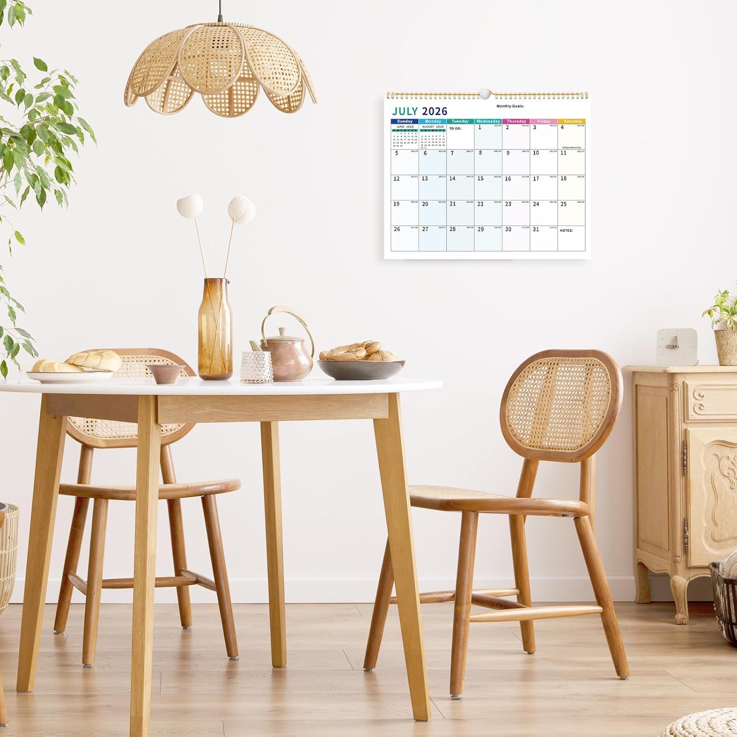 Wall Calendar 2026-2027, 18 Month Large Desk Calendar from January 2026 to June 2027 14.5" x 11.8" Monthly Calendar with Twin-Wire Binding for Home Office Planning Organisers, Colorful Blocks