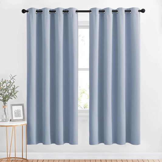 NICETOWN Blackout Curtains Drapery Panels - Window Treatment Blackout Curtains/Panels for Bedroom/Living Room Window, 72 inches Long, 2 Panel Set, Vintage Blue