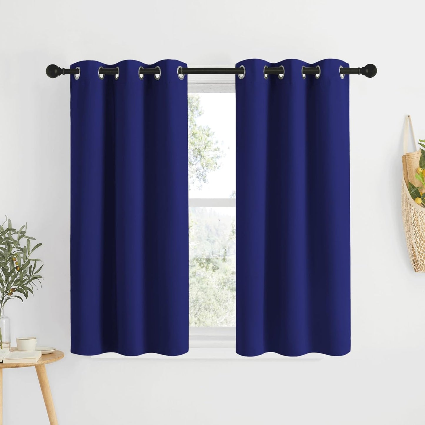 NICETOWN Blackout Bedroom Curtains for Windows 50 inch Long - Solid Thermal Insulated Grommet Light Reducing Panels Window Treatment for Kitchen/Cafe (Navy Blue, 2 Panels 34 in x 50 in (W x L))