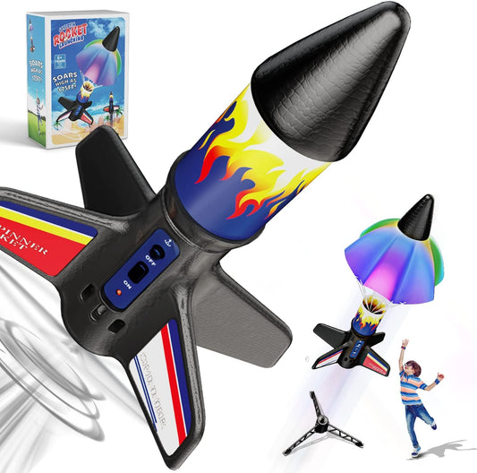 Flying Launcher for Kids - Electric Flying Toys with Parachute Recovery - Eco-Friendly Toy with Unlimited Re-Launch - Great Birthday Gift