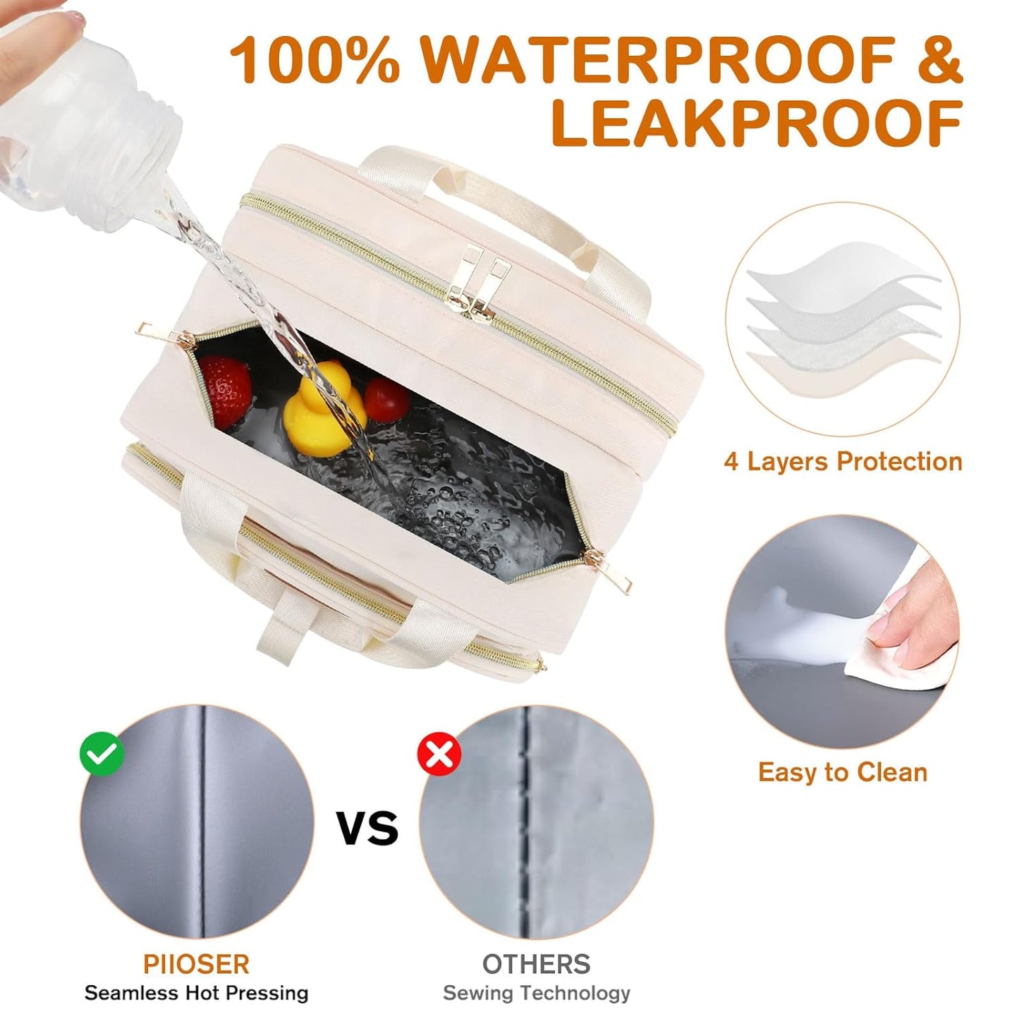 PIIOSER Insulated Baby Bottle Bag with Ice Pack, Breastmilk Cooler Compatible with Wearable Breast Pumps & Accessories - Breastfeeding On The Go for Nursing & Working Moms, Cream