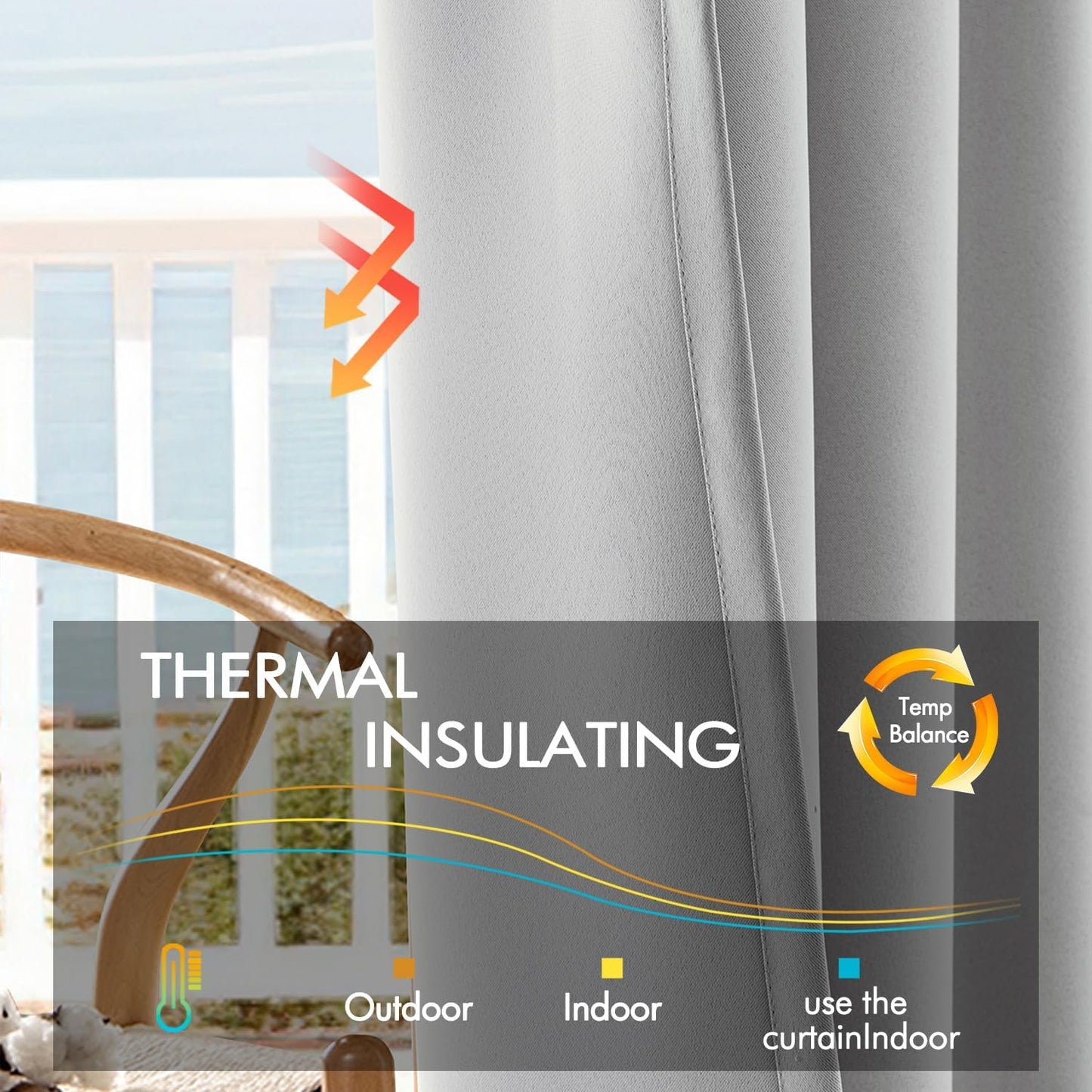 ANRODUO Back Tab Blackout Curtains for Bedroom Living Room, Rod Pocket Pinch Pleated Thermal Insulated Room Darkening Curtains 63 Inches Long 2 Panels, Light Grey, 42 x 63 Inch