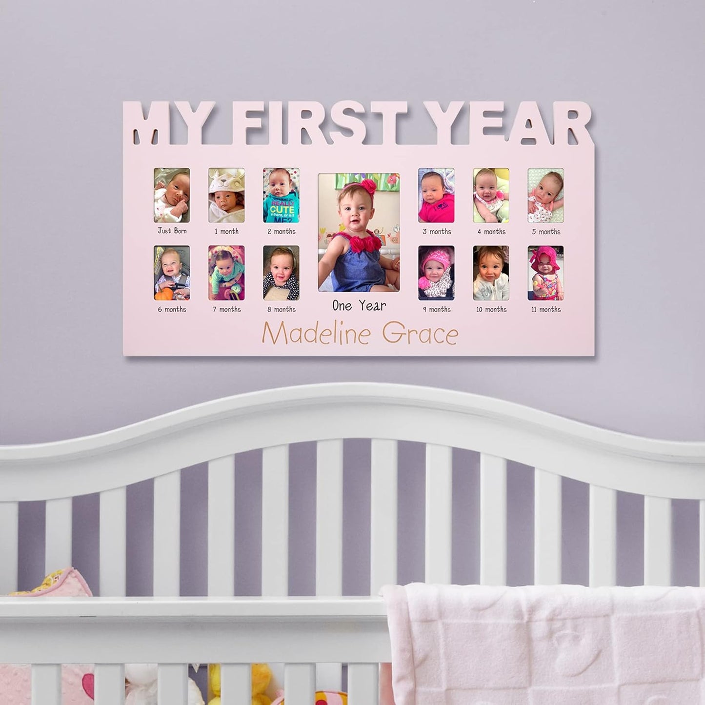 Let's Make Memories Personalized Baby's First 12 Months Photo Frame- New Parents- Newborn- Nursery - Blue