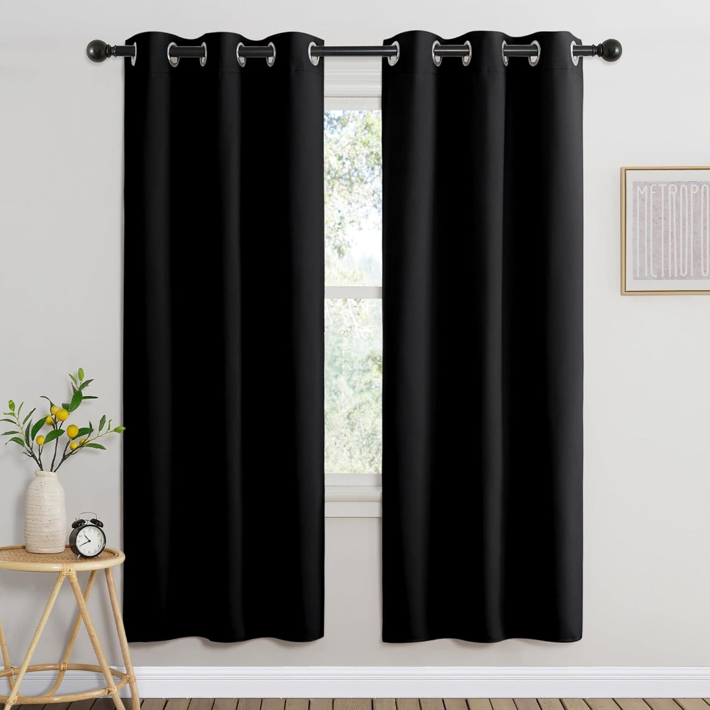 NICETOWN Black Out Bedroom Curtains 72 inches Long, Grommet Blackout Thermal Insulated Window Treatment Room Darkening for Bedroom/Home Office, 2 Panels, W37 x L72
