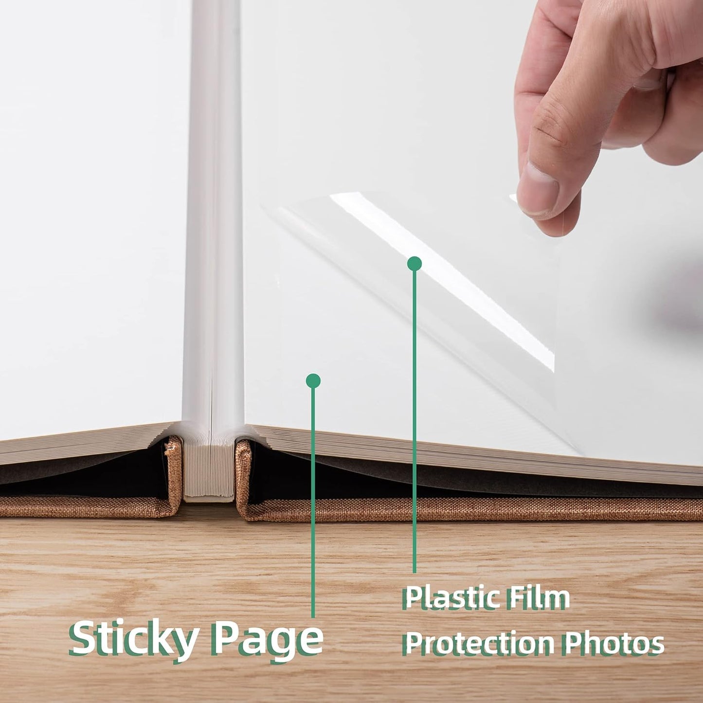 Large Photo Album Self Adhesive Scrapbook Album for 4×6 8×10 Pictures DIY Magnetic Linen Cover Album 40 Pages for Family Wedding Gifts with Metal Pen and Plastic Board